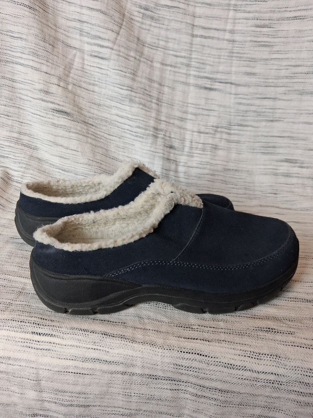 Lands End Womens Navy Slip-On Fleece-Lined Casual Clog - Picture 2 of 16